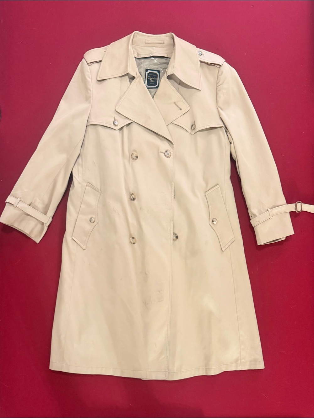 Christian Dior Beige Double-Breasted Trench Coat